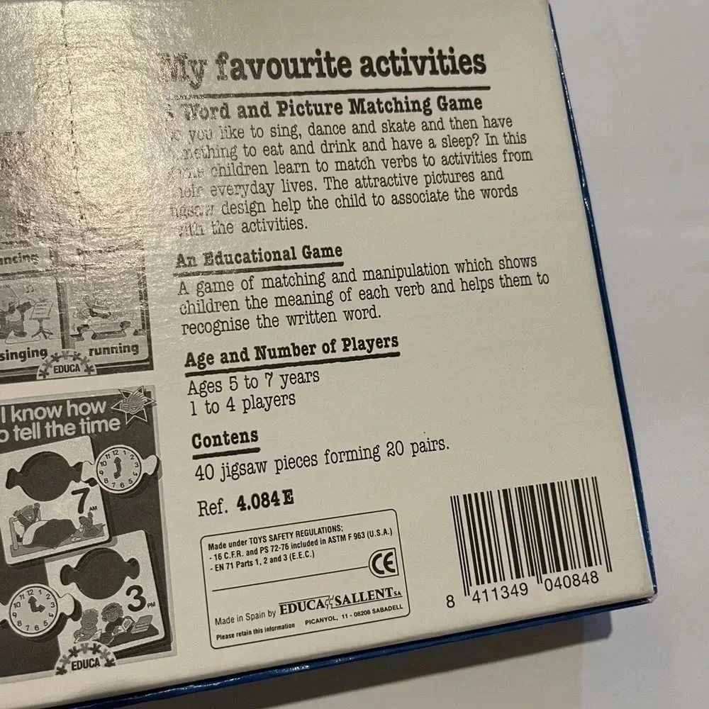 Educa My Favourite Activities Matching Puzzle Game For 5-7 years Vintage 90’s